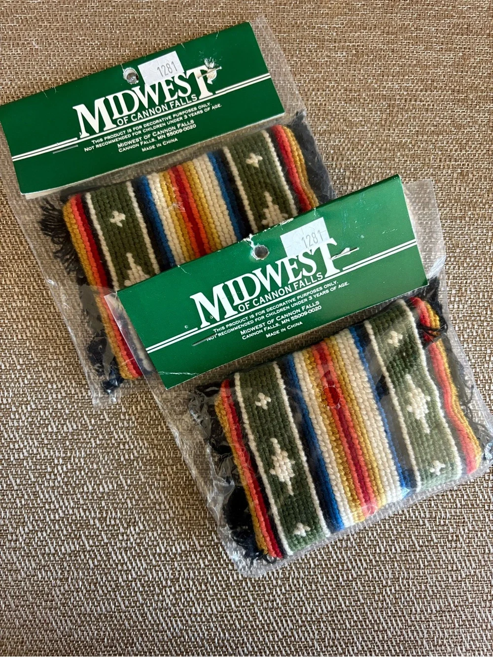 Midwest of Cannon Falls Christmas Ornaments Mini Southwest Aztec Blanket Lot /2